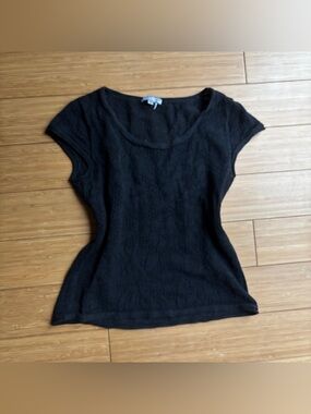 90s vintage black cotton lace baby tee